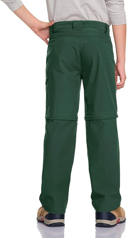 CQR Kids Youth Hiking Cargo Pants, UPF 50+ Quick Dry Convertible Zip Off Pants, Outdoor Camping Pants