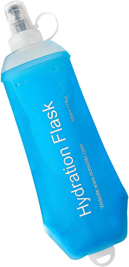 WILDREEDS 500ml Soft Flask, TPU Collapsible Soft Water Bottle for Hydration Pack, Running Vest, Folding Water Bottle for Hiking Cycling Climbing-1Pcs, Blue