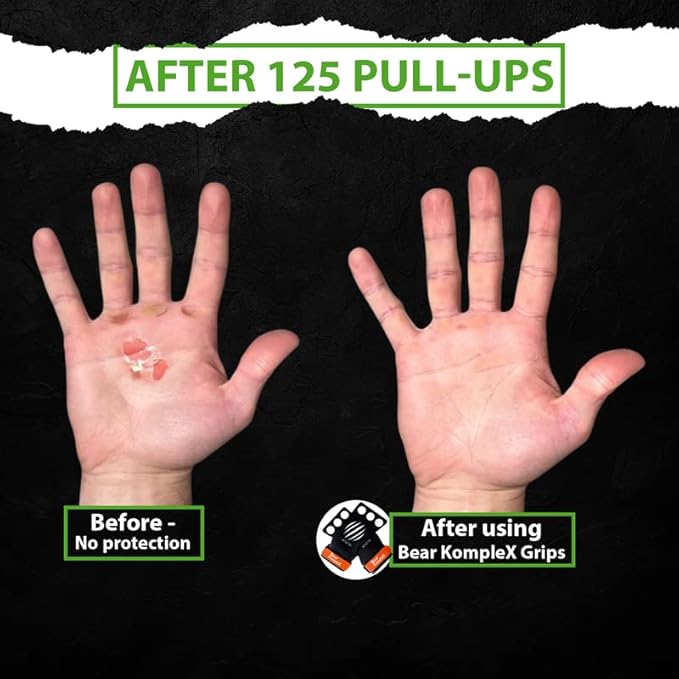 Bear KompleX - Cross Training Grips, Pull Up Hand Protection for Men and Women, Gymnastics and Weightlifting Carbon Fiber Wrist Wraps, Premium Workout Equipment for Gymnastic Bars & Training - 2 Hole