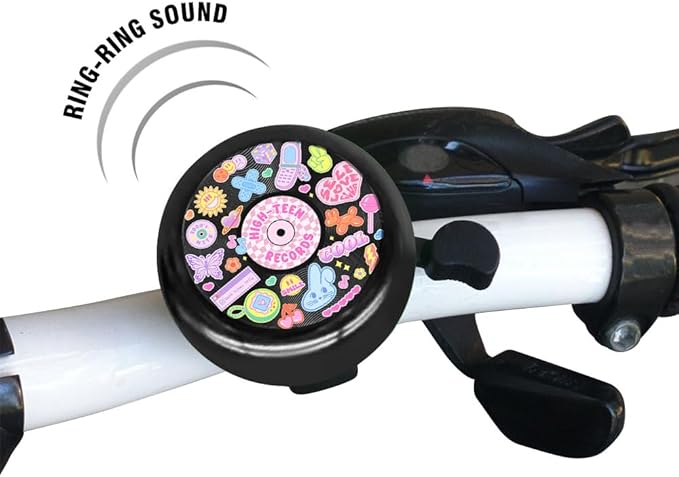 WIRESTER Black Aluminum Round Bike Bell, Classic Ring Bicycle Bell, Bike Accessories Bell Ring for Adults Kids Girls Boys - Dog Cat Animal Cute Records