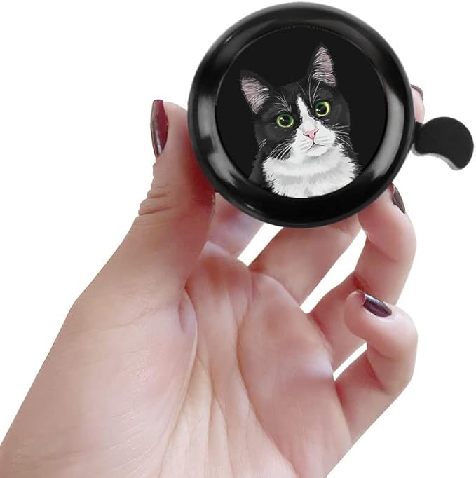 WIRESTER Black Aluminum Round Bike Bell, Classic Ring Bicycle Bell, Bike Accessories Bell Ring for Adults Kids Girls Boys - Dog Cat Animal Cute Records