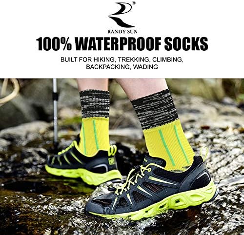 RANDY SUN Waterproof Socks, Unisex Hiking Wading Trail Running Kayaking Crew Socks