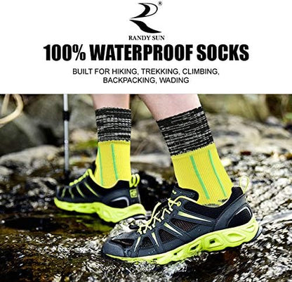 RANDY SUN Waterproof Socks, Unisex Hiking Wading Trail Running Kayaking Crew Socks