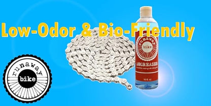 DEGREASER. A Low-odor, Bio-friendly Degreaser, formulated for use in Bike Chain Cleaners and Scrubbing Tools