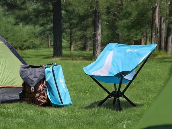 VILLEY Portable Folding Chair Lightweight Camping Chair No Assembly Needed, Quick Setup for Beach, Hiking, Supports 330 LBS, Blue