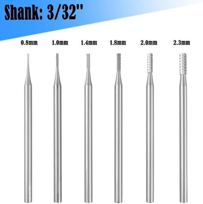 𝐋𝐮𝐨 𝐤𝐞 6 Pcs Cylinder Shape Jewelry Burr - 3/32'' Shank Cylindrical Cross Cut Burs Lapidary Setting Tools for Dremel Rotary Tools (008-023)