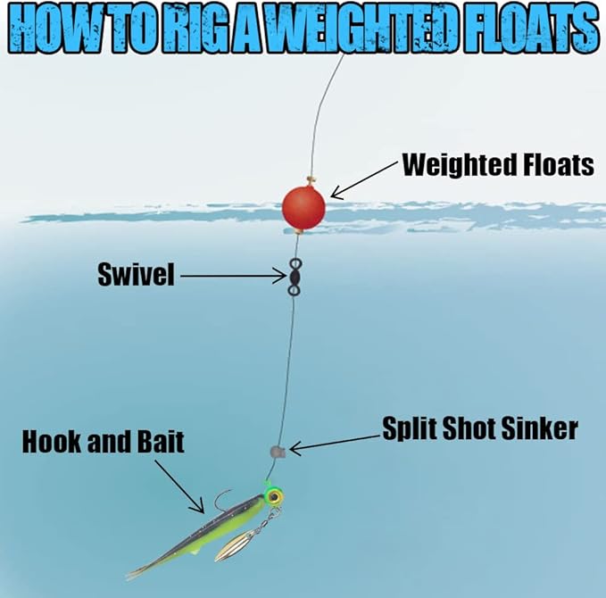 XFISHMAN Weighted-Bobbers-for-Fishing-Floats-Bouy Slip Bobber Fishing Corks Kit Crappie Bluegills Panfish Catfish Hand Made Foam Float 1 Inch 2 in 8-12 Pack