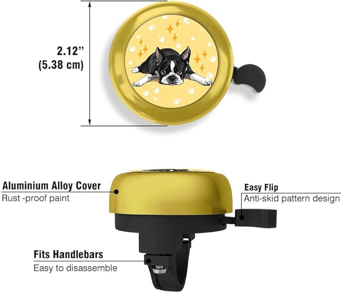 WIRESTER Gold Aluminum Round Bike Bell, Classic Ring Bicycle Bell, Bike Accessories Bell Ring for Adults Kids Girls Boys