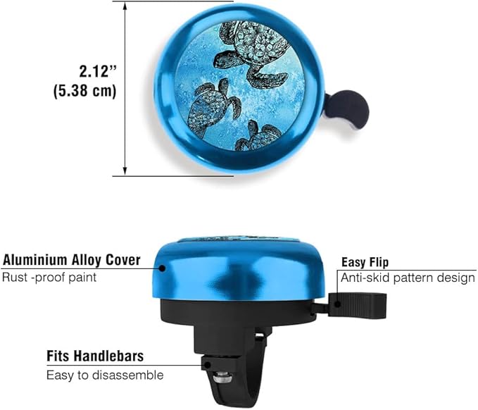 WIRESTER Blue Aluminum Round Bike Bell, Classic Ring Bicycle Bell, Bike Accessories Bell Ring for Adults Kids Girls Boys