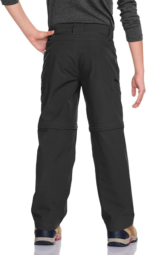 CQR Kids Youth Hiking Cargo Pants, UPF 50+ Quick Dry Convertible Zip Off Pants, Outdoor Camping Pants