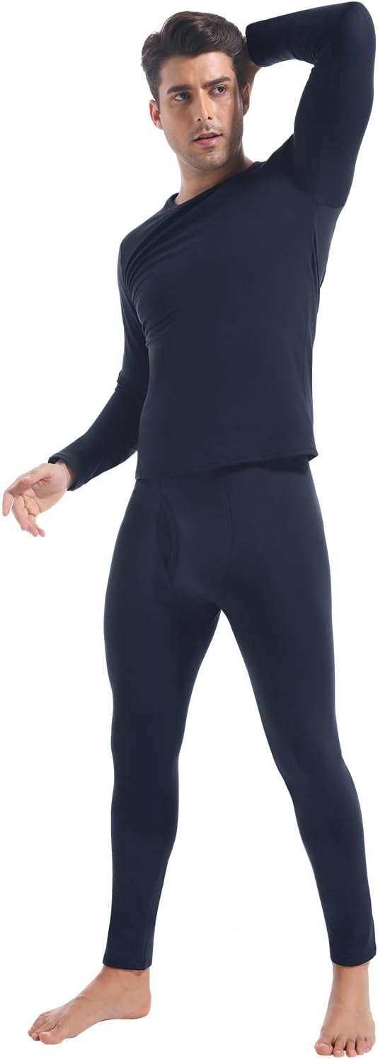 CL convallaria Long Johns Thermal Underwear for Men Soft Fleece Lined Base Layer Cold Weather Top Bottom Gift Set