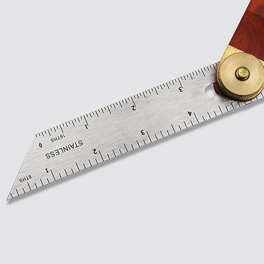 Adjustable T-Bevel Sliding Angle Ruler with Wooden Knob Stainless Steel Multi-Angle Measurement Tool Millimeter Scales for Woodworking Carpentry and Precision Crafting