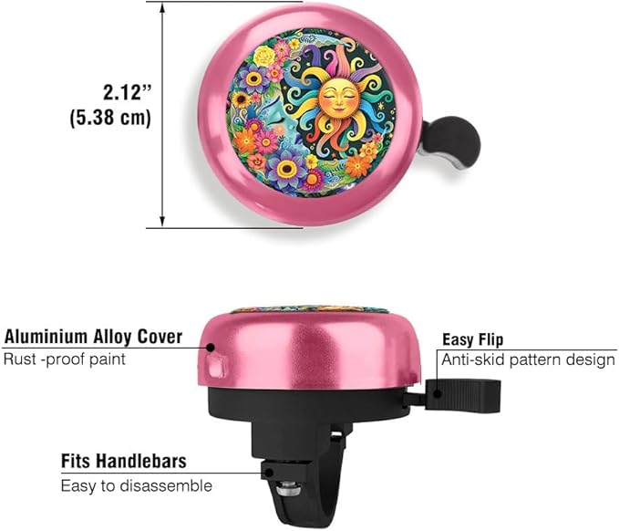 WIRESTER Pink Aluminum Round Bike Bell, Classic Ring Bicycle Bell, Bike Accessories Bell Ring for Adults Kids Girls Boys