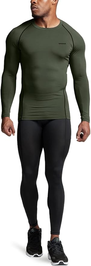 TSLA Men's Thermal Long Sleeve Compression Shirts, Athletic Base Layer Top, Winter Gear Running T-Shirt