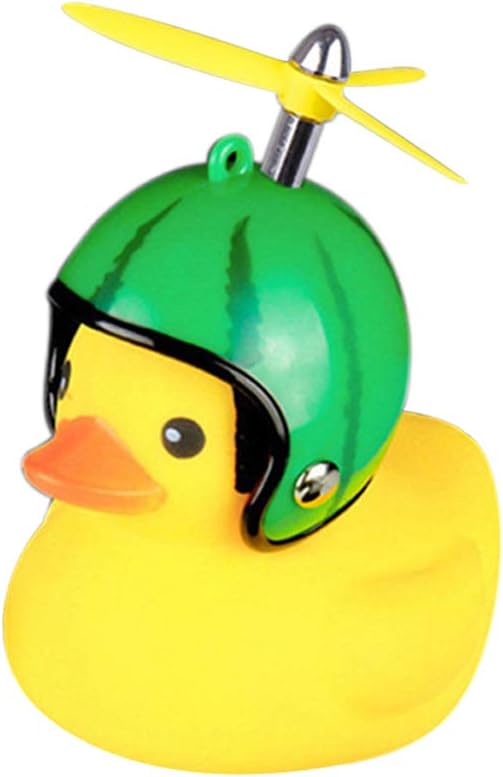 Duck Bike Bell, Rubber Bike Horn, Cute Yellow Duck Bicycle Decorations, Squeeze Duck Bicycle Horns with Propeller Helmet