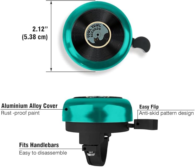 WIRESTER Green Aluminum Round Bike Bell, Classic Ring Bicycle Bell, Bike Accessories Bell Ring for Adults Kids Girls Boys