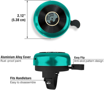 WIRESTER Green Aluminum Round Bike Bell, Classic Ring Bicycle Bell, Bike Accessories Bell Ring for Adults Kids Girls Boys