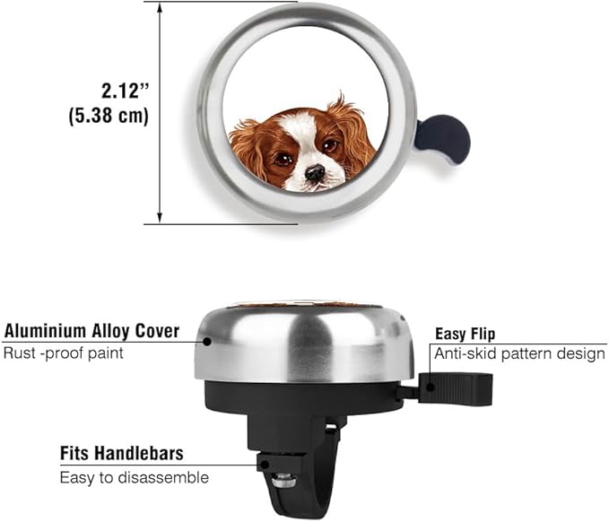 WIRESTER Silver Aluminum Round Bike Bell, Classic Ring Bicycle Bell, Bike Accessories Bell Ring for Adults Kids Girls Boys