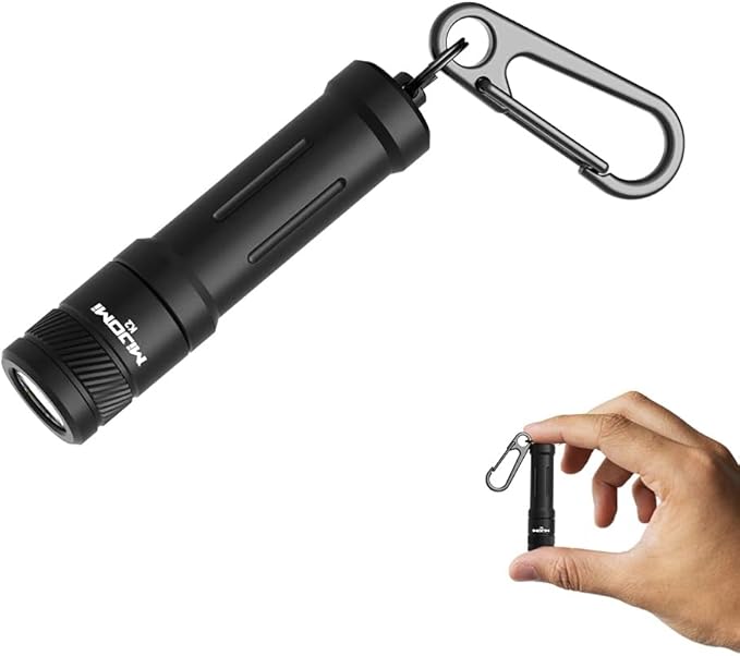EDC Keychain Flashlight,100 High Lumen K2 Mini LED Light with AAA Battery, IPX7 Waterpoof Portable Small Light for Night Emergency etc.(Black)