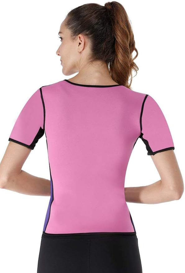 Women Sauna Sweat Vest with Sleeves Neoprene Fitness Shirt Workout Body Shaper Sport Tank Top