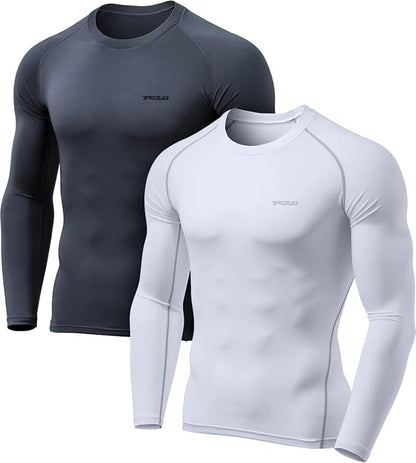 TSLA Men's Thermal Long Sleeve Compression Shirts, Athletic Base Layer Top, Winter Gear Running T-Shirt