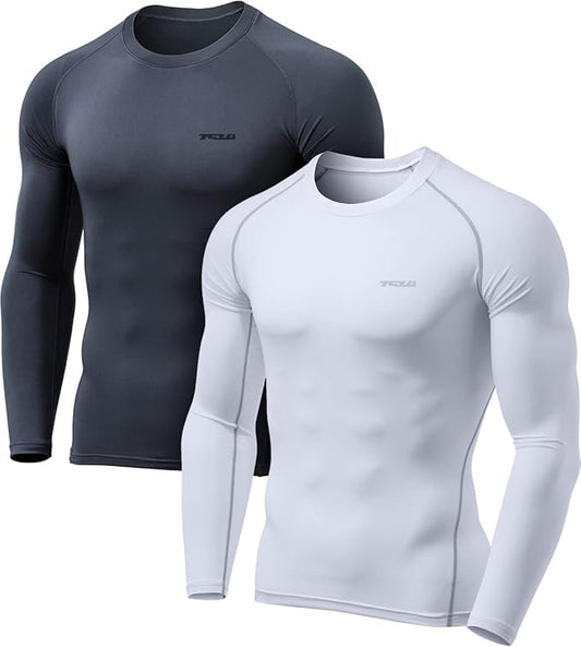 TSLA Men's Thermal Long Sleeve Compression Shirts, Athletic Base Layer Top, Winter Gear Running T-Shirt