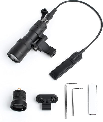 NOBUHIRO M300B 520 Lumens Tactical Flashlight, NO Logo Version with Replaceable Mounting Rotating Base for 20mm Picatinny & Mlok/Keymod Rail, with Remote Pressure & Push Button Switch