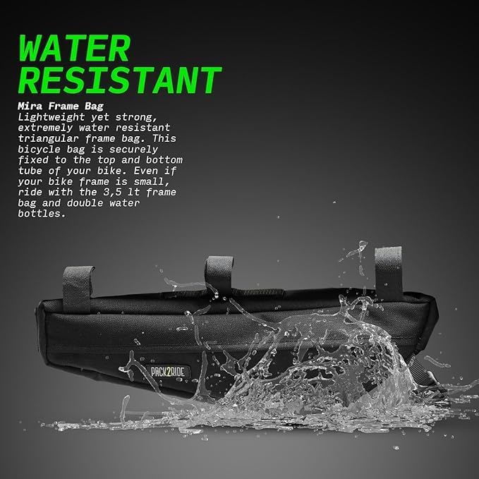 Mira Bike Frame Bag - Water Resistant, Durable Cordura Fabric & Bicycle Equipment Bag - Biking Storage, Bikepacking Pouch, Road for Cycling Adventures