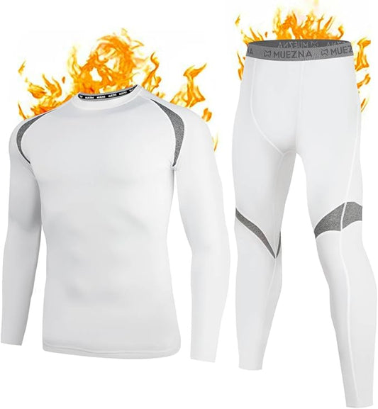 Muezna Men's Thermal Top and Bottom Set Underwear Long Johns Base Layer with Soft Fleece Lined