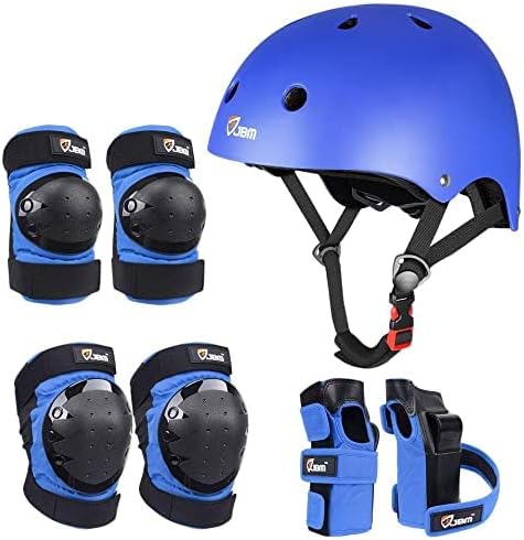 JBM Adult & Kid Skating Protective Gear Set for Beginner to Advanced, Skateboard Helmet Knee and Elbow Pads with Wrist Guards for Inline Roller Skating, Scooter, Skateboarding