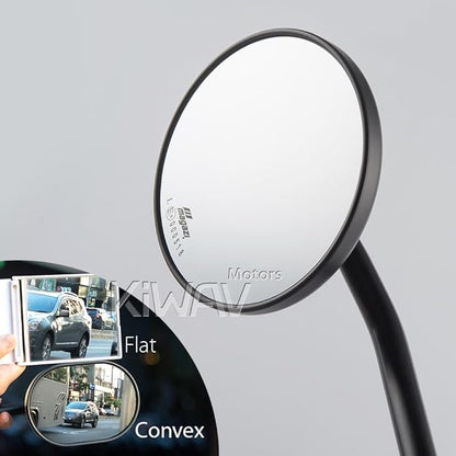 KiWAV Eclipse Mirrors Black Round Rear View Side Mirrors E-mark compatible for Triumph M10 10mm bolt-on