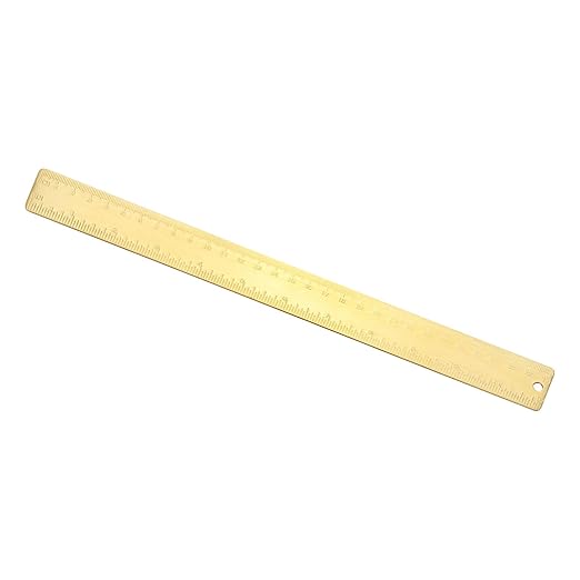 uxcell Metal Straight Ruler 300mm Brass Straight Edge Rule Precision Double Scales Metric Measurement Tool Drawing Measuring Ruler Gold