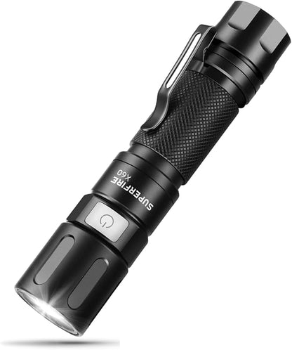 SuperFire 1000 Lumens Super Bright Flashlights LED Rechargeable, Zoomable Tactical Flashlight with Powerful Chips,5 Light Modes Pocket Flashlight for Home, Mechanic,Camping, Emergency, Survival