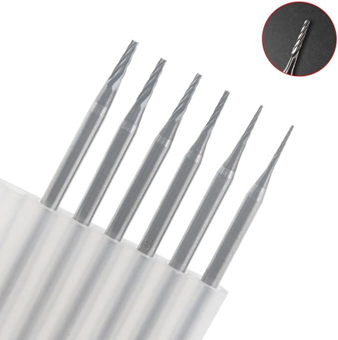 Luo ke 6 Pcs Oblique Pin Burr, 3/32'' Shank Cone Shape Burs Jewelry Making Tools for Rotary Tools