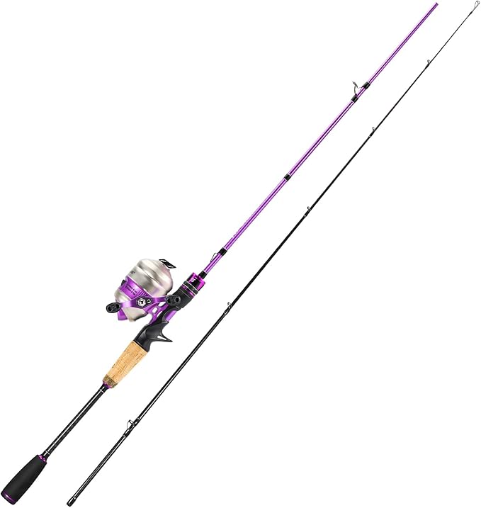 Sougayilang Spincast Reel and Fishing Rod Combo, 5-Foot 9-Inch Durable Carbon Rod, Quickset Anti-Reverse Fishing Reel with Mono Line