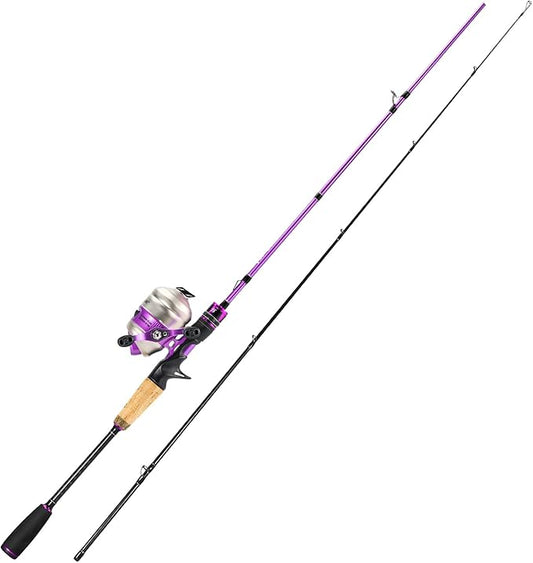 Sougayilang Spincast Reel and Fishing Rod Combo, 5-Foot 9-Inch Durable Carbon Rod, Quickset Anti-Reverse Fishing Reel with Mono Line