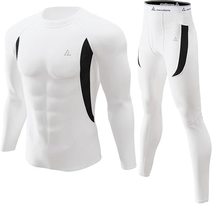 CL convallaria Mens Thermal Underwear Set with Fly Long Johns Base Layer Winter Hunting Gear Sport Top and Bottom