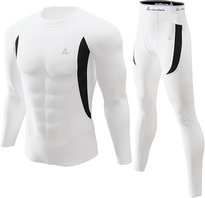 CL convallaria Mens Thermal Underwear Set with Fly Long Johns Base Layer Winter Hunting Gear Sport Top and Bottom