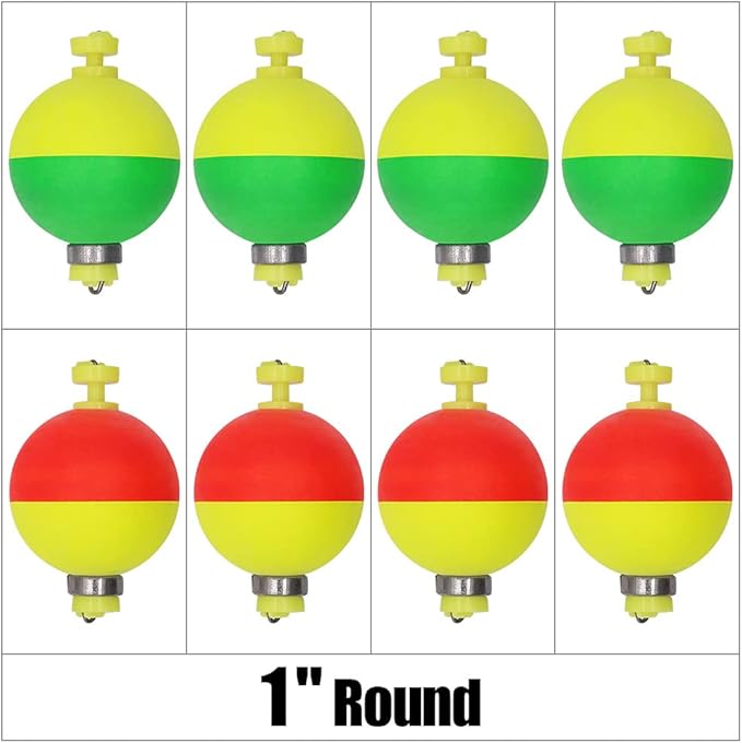 XFISHMAN Weighted-Bobbers-for-Fishing-Floats-Bouy Slip Bobber Fishing Corks Kit Crappie Bluegills Panfish Catfish Hand Made Foam Float 1 Inch 2 in 8-12 Pack