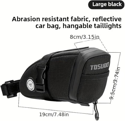 Waterproof Bike Saddle Bag | 1.2L Under-Seat Pack with Taillight Mount & Tool-Free Straps