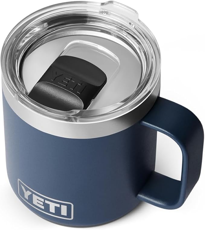 YETI Rambler 10 oz Ceramic Lined Stackable Mug, Vacuum Insulated, Stainless Steel with MagSlider Lid, Navy