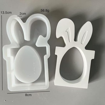 Hollow Easter Egg Silicone Mold with Bunny Ears - 3D Design for Chocolate, Plaster of Paris, Resin Crafts, Reusable DIY Mold for Holiday Tabletop Decor