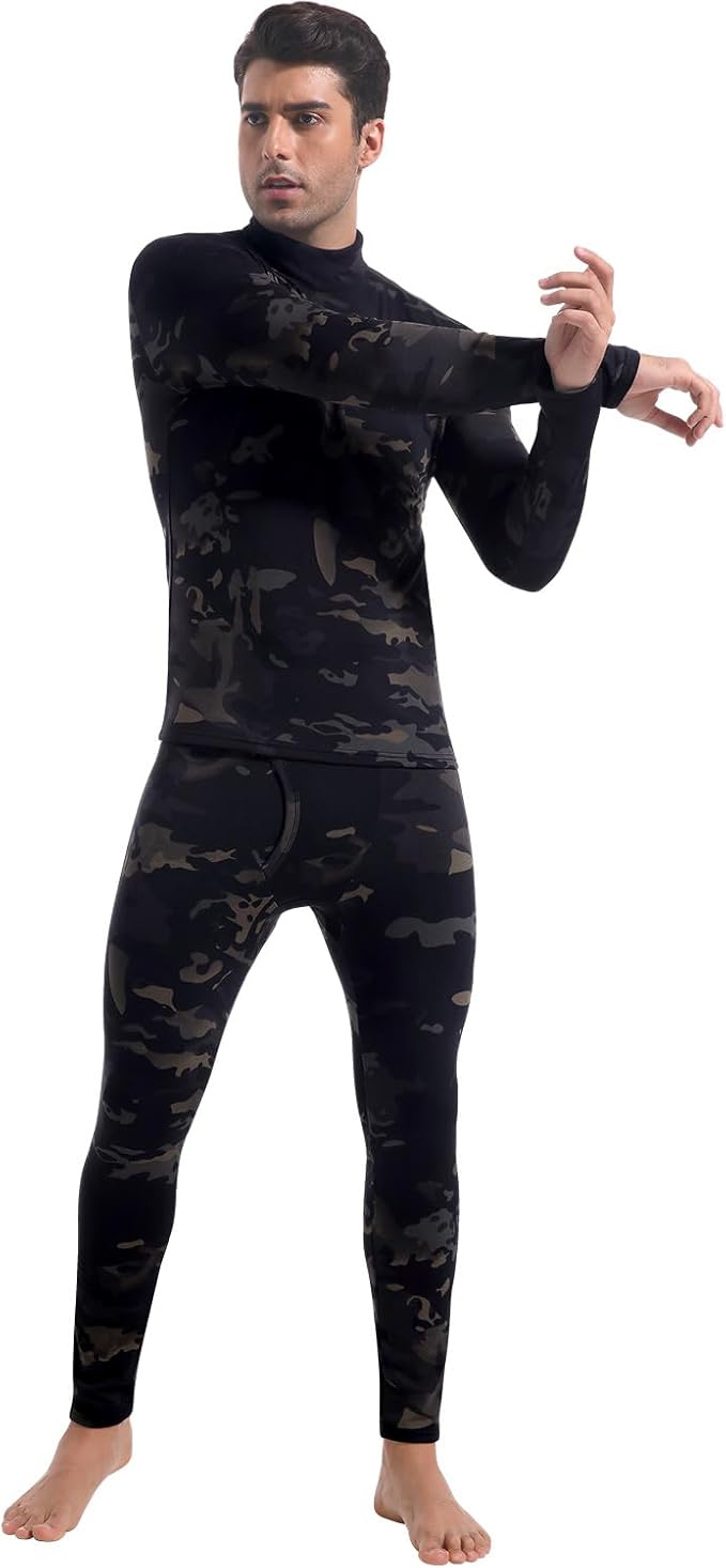 CL convallaria Long Johns Thermal Underwear for Men Soft Fleece Lined Base Layer Cold Weather Top Bottom Gift Set