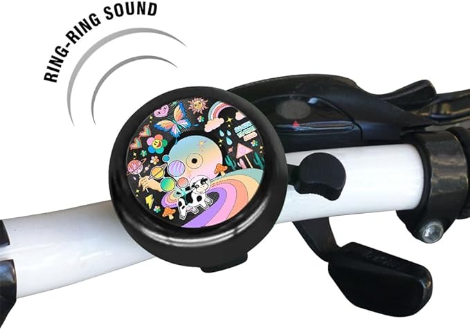 WIRESTER Black Aluminum Round Bike Bell, Classic Ring Bicycle Bell, Bike Accessories Bell Ring for Adults Kids Girls Boys - Dog Cat Animal Cute Records