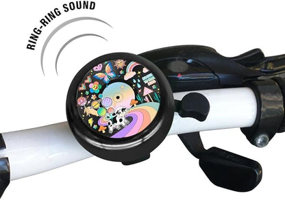 WIRESTER Black Aluminum Round Bike Bell, Classic Ring Bicycle Bell, Bike Accessories Bell Ring for Adults Kids Girls Boys - Dog Cat Animal Cute Records