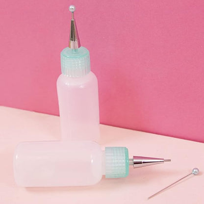 Craftelier - Set of 2 Bottles with Precision Ultrafine Applicator and Closure | Perfect Applicator for Glue, Acrylic Paint or Alcohol Inks | Measures Approx. 8 x 2,4 cm | Capacity 15 ml (0.51 Fl Oz)