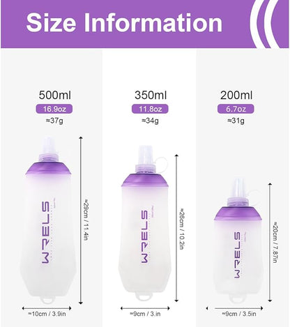 200ml/350ml/500ml Collapsible Soft Flask,BPA Free Folding Soft Water Bottle with Hanging Ring,Lightweight TPU Hydration Flask for Running Marathon Cycling Hiking