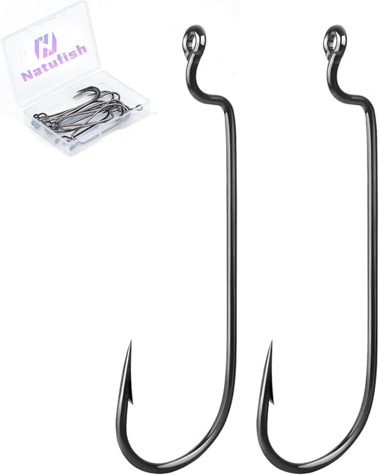 EWG Hooks for Bass Fishing,50Pcs/100Pcs Texas Carolina Rig Hooks Worm Hook Weedless/Inline for Soft Plastic Baits Saltwater