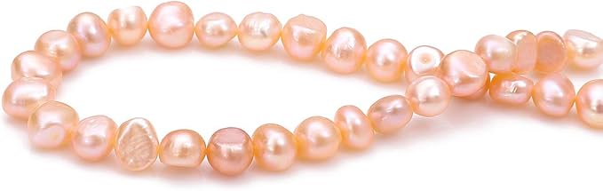 Natural Pearl Beads Side Hole 8-9mm Pink Freshwater Cultured Loose Gemstone Beads for DIY Jewelry Making 13.8''/Strand