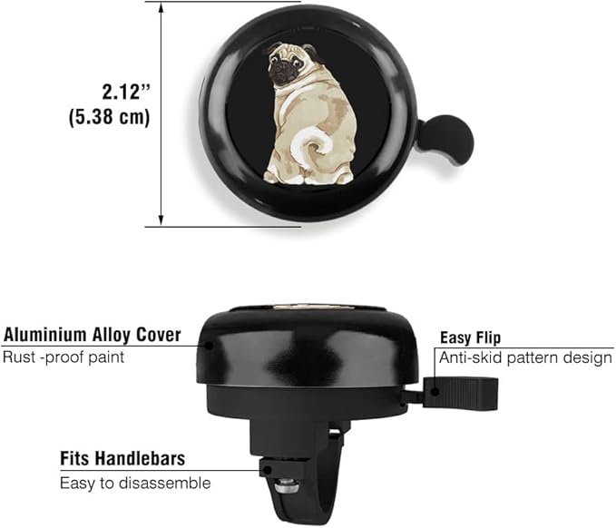 WIRESTER Cute Aluminum Round Bike Bell, Classic Ring Bicycle Bell, Bike Accessories Bell Ring for Adults Kids Girls Boys (Black, Red, Blue, Purple)